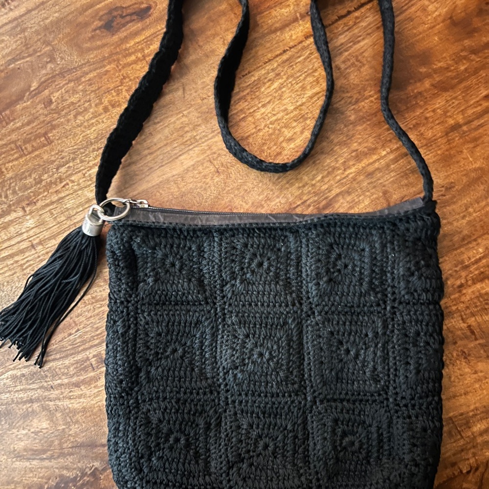 Sak Black Crochet Shoulder Bag